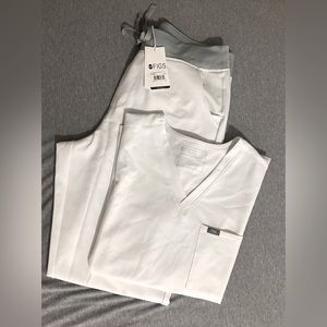 Figs Scrubs -Large/Tall high waisted Zamora pant -Large one pocket top